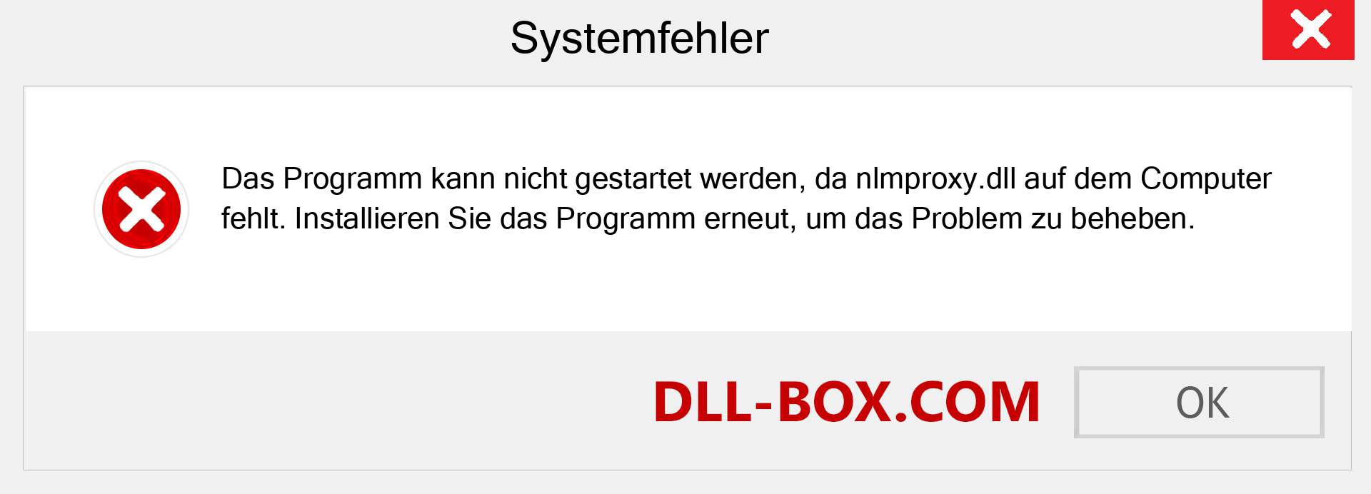 nlmproxy.dll-Datei fehlt?. Download für Windows 7, 8, 10 - Fix nlmproxy dll Missing Error unter Windows, Fotos, Bildern